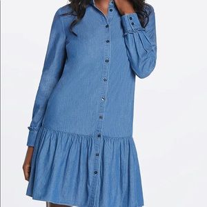 NWT Draper James Chambray Button Down Flounce dress size 8